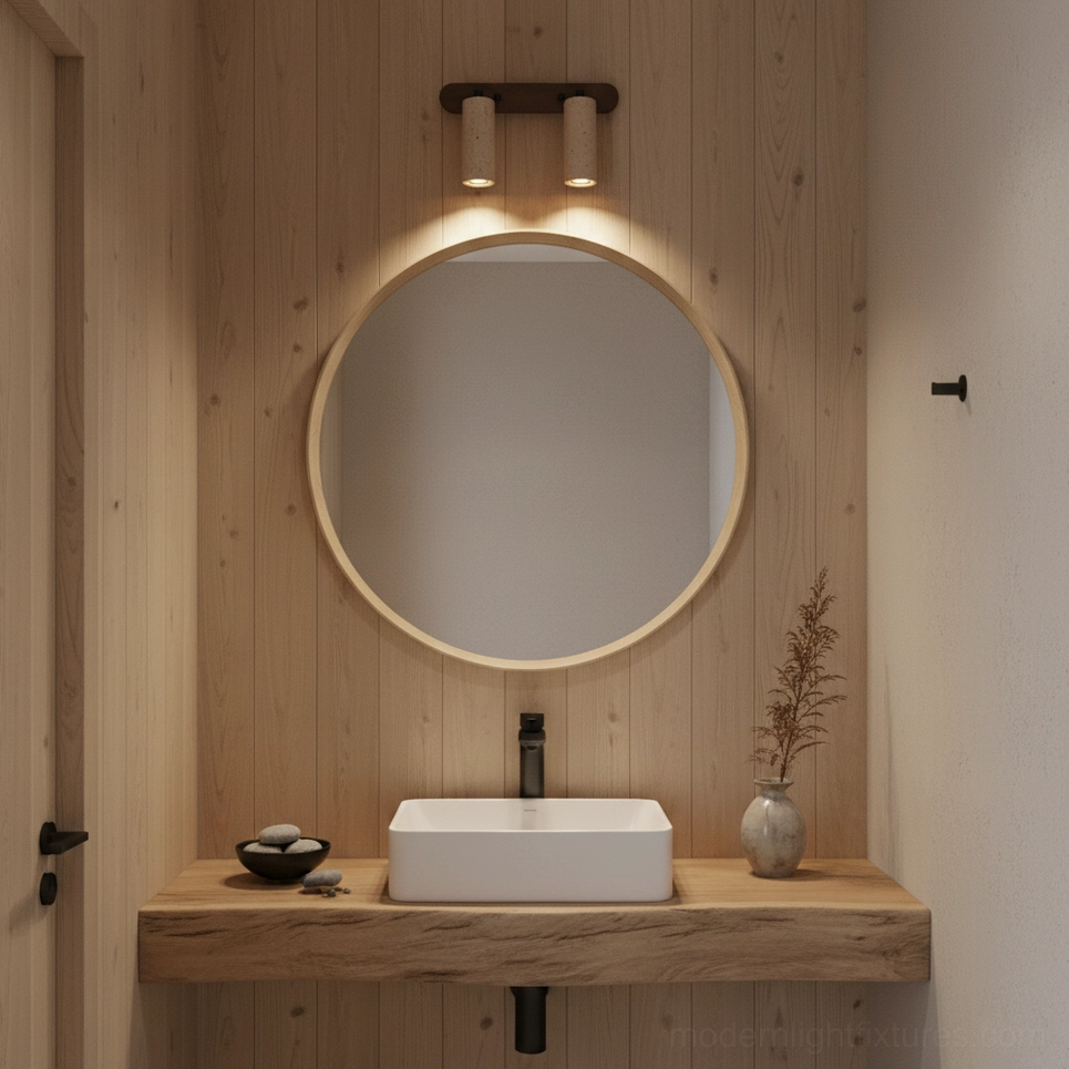 Ricerca travertine wall sconce installation in contemporary interior design setting with minimalist aesthetic