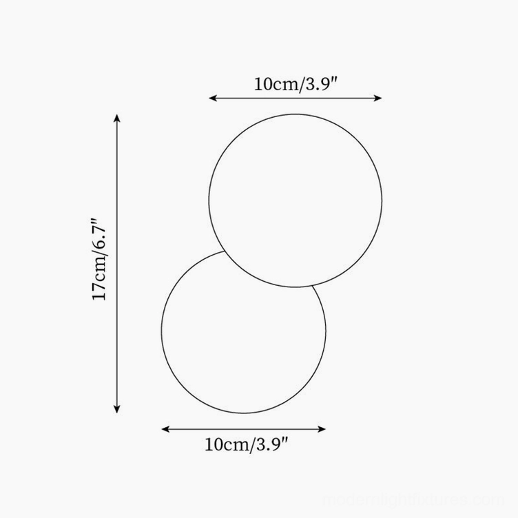 Travertine wall sconce technical line drawing schematic showing 10cm width and 17cm height dimensions