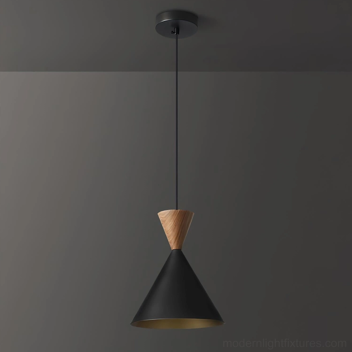 Trevio modern conical pendant light front view studio shot clean geometric form contemporary minimalist pendant fixture