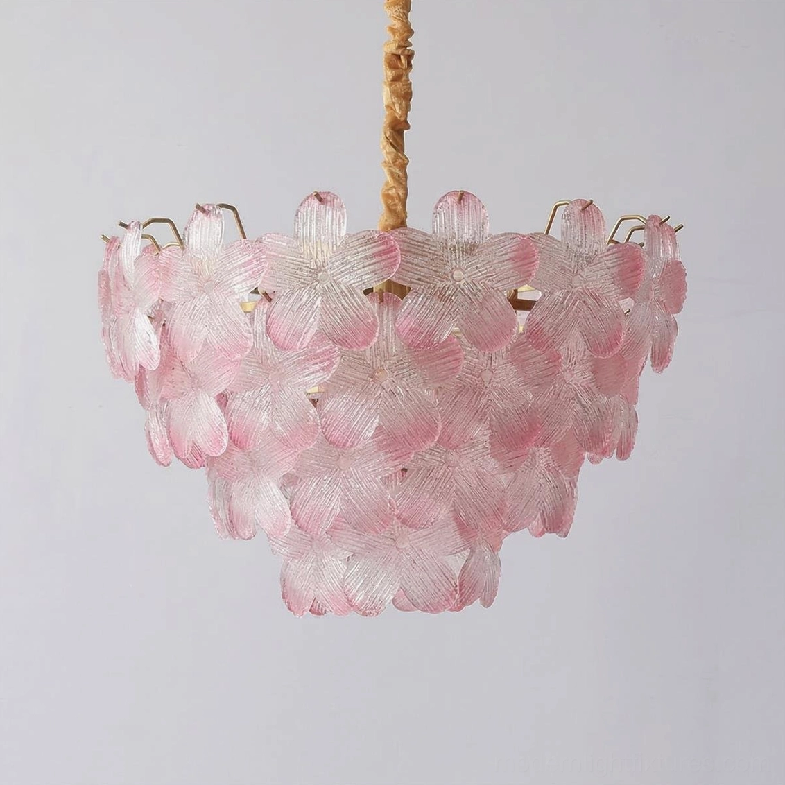 Treviso floral glass chandelier in blush pink, grand size botanical statement light