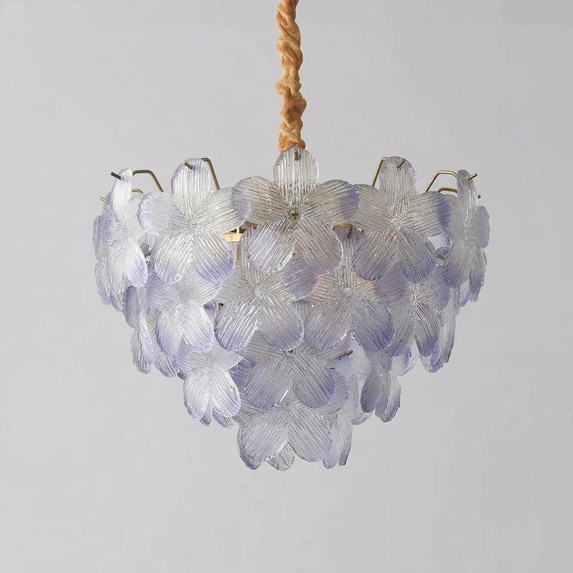 Treviso floral glass chandelier medium size in blue, 9-bulb botanical fixture