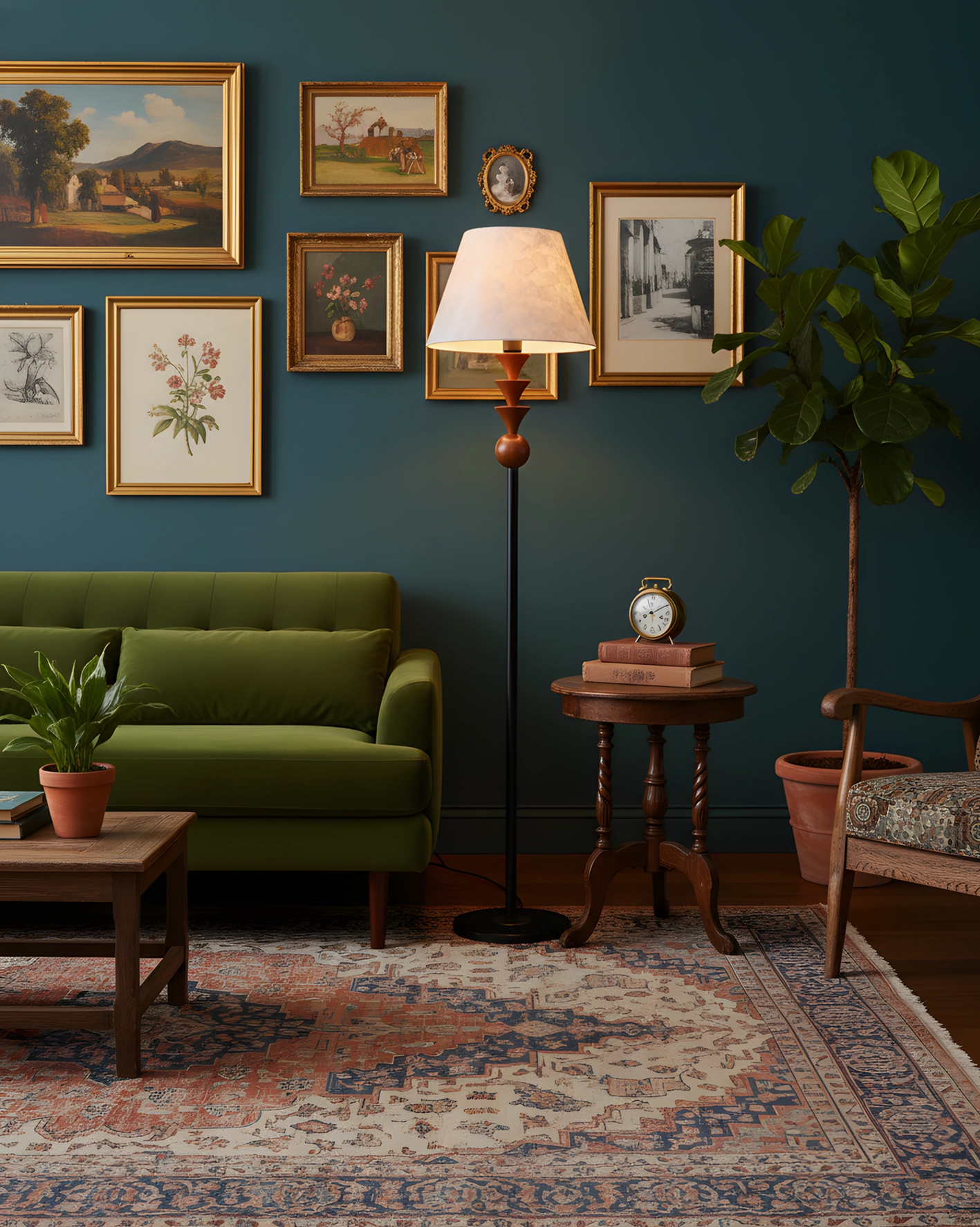 Contemporary floor lamp with mid-century modern design elements in minimalist living space