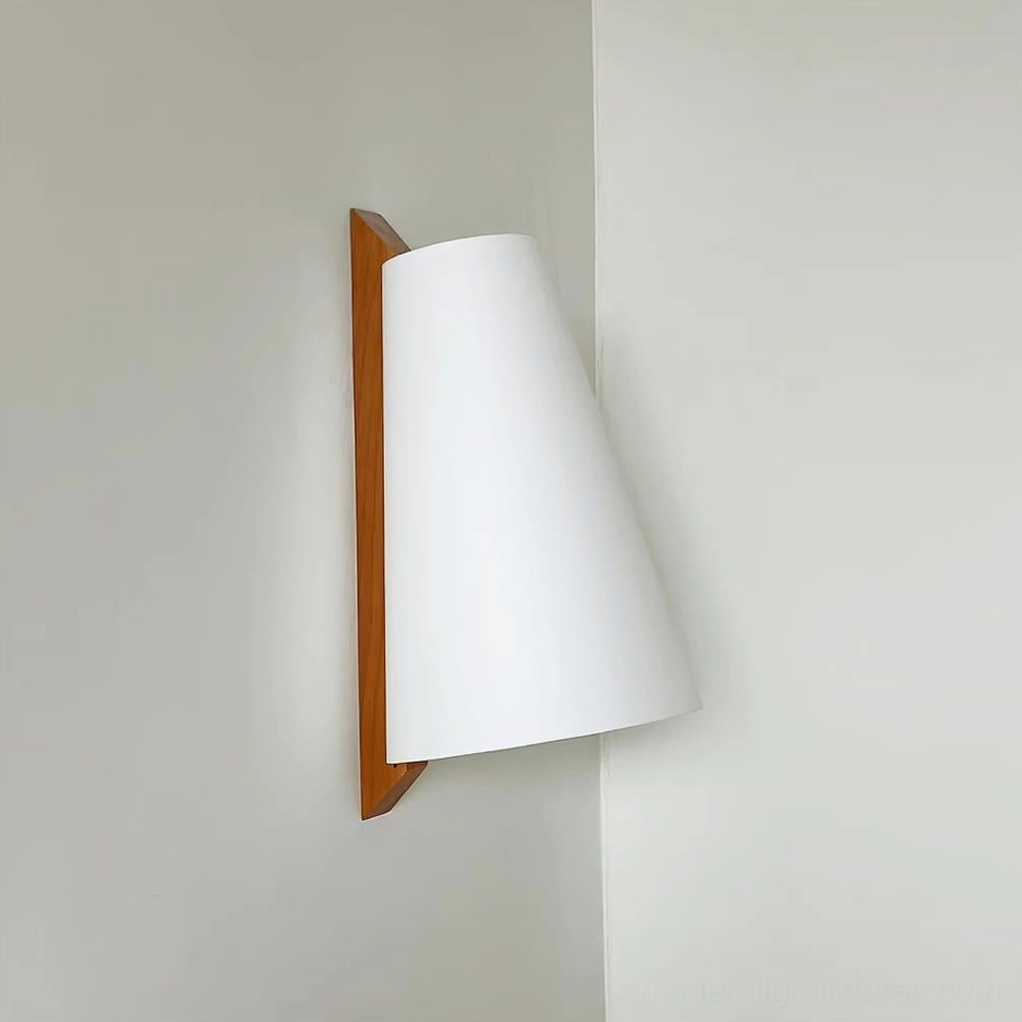 Trianora wall sconce in Walnut Color and White Acrylic finish - contemporary minimalist geometric lighting fixture