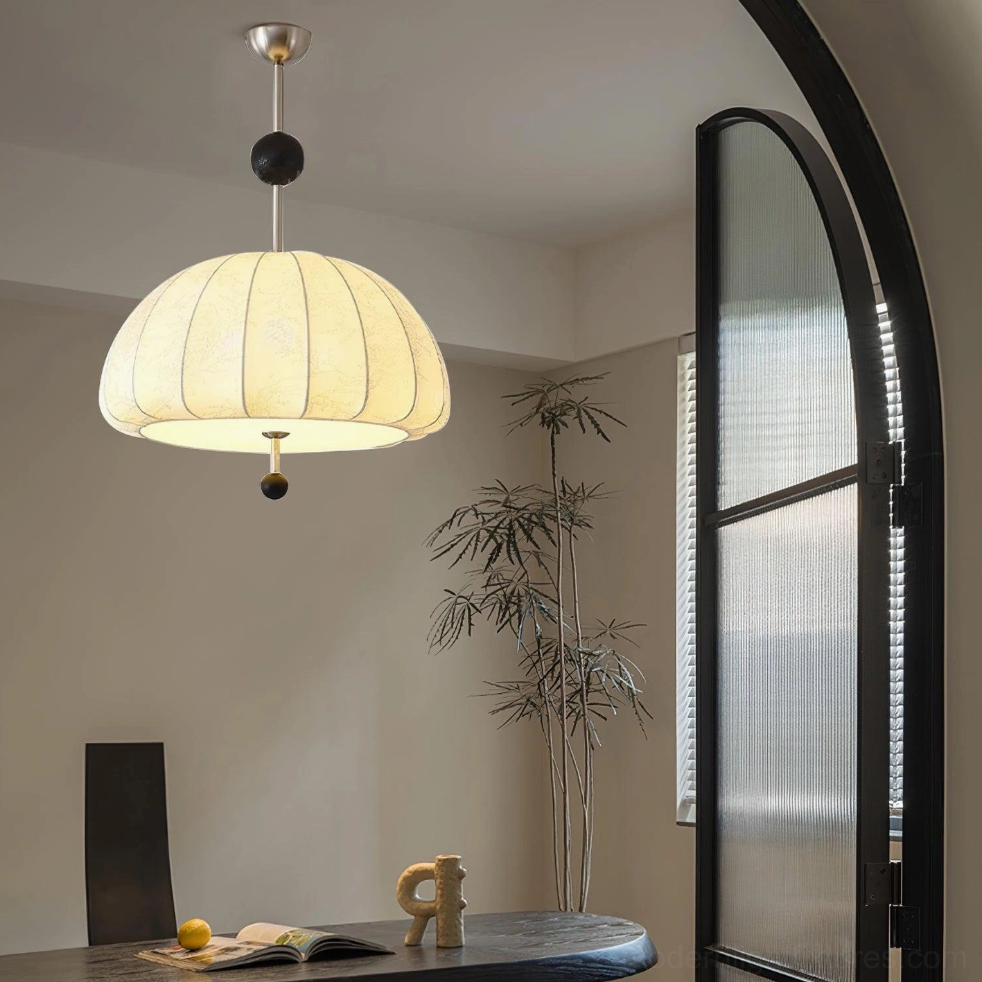 Trigg pendant light multiple color options comparison sand nickel gold white hardware finishes on fabric dome shade