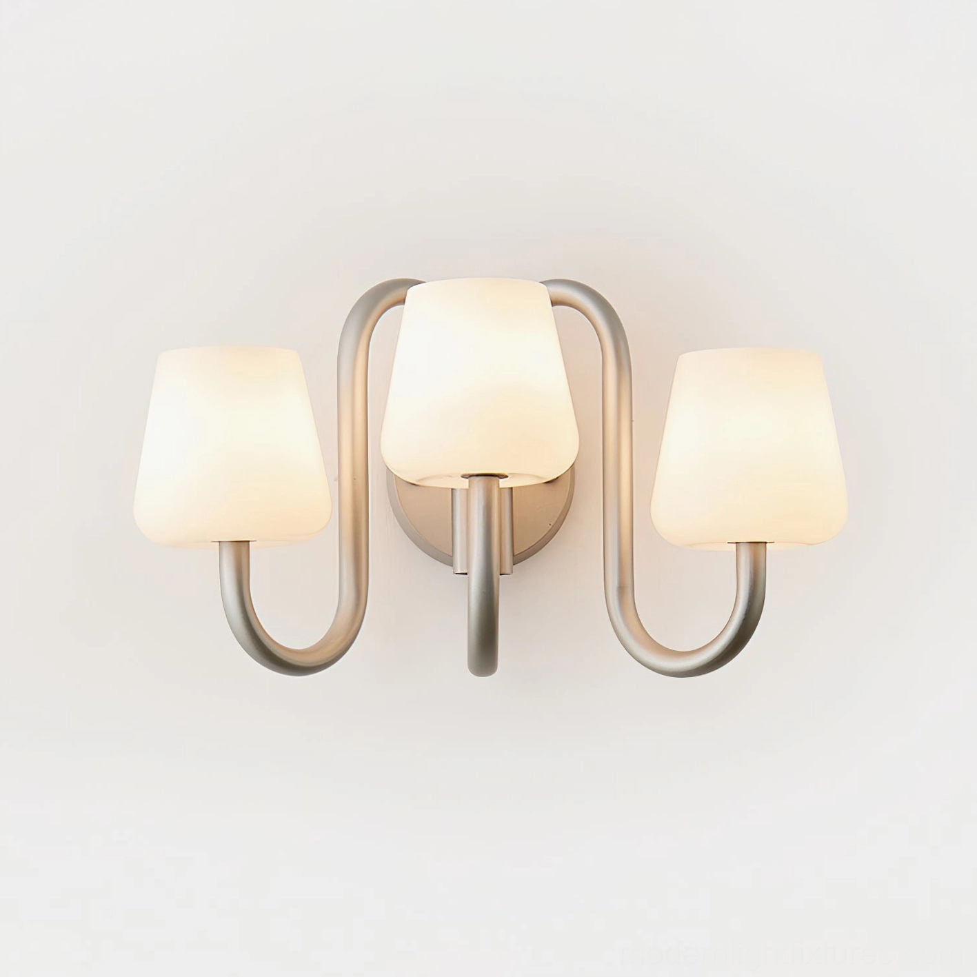 Trilo wall lamp illuminated with fern greenery, soft modern lighting for contemporary spaces