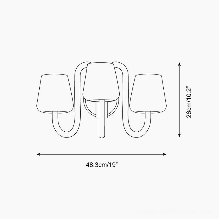 Technical dimension drawing of Trilo wall sconce showing width and height measurements