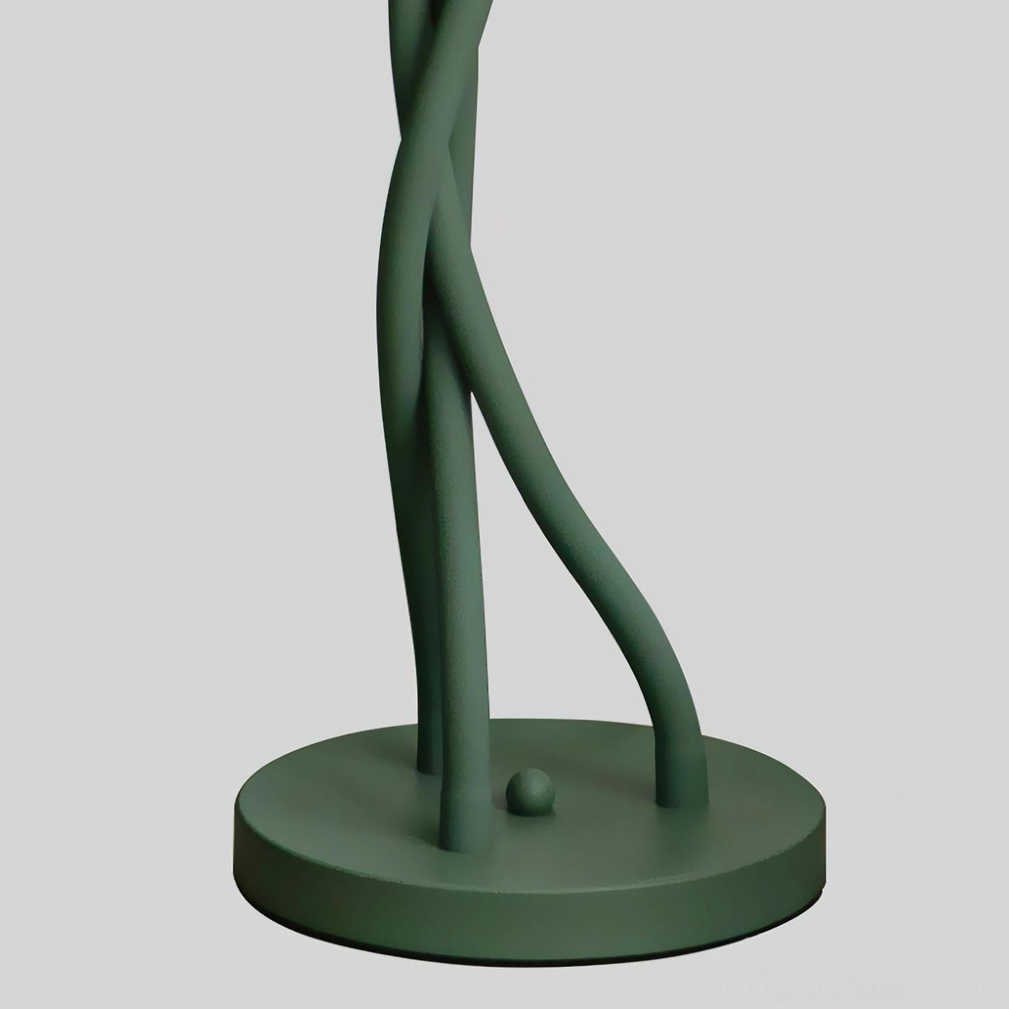 Floral floor lamp sculptural design with three illuminated glass flowers on green twisted metal stems