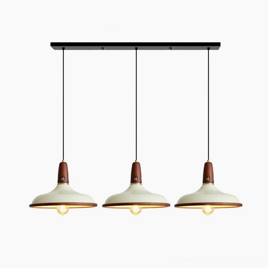 Triple-head Marvic pendant light 3 heads Walnut Color and Beige 120cm bar 150cm suspension