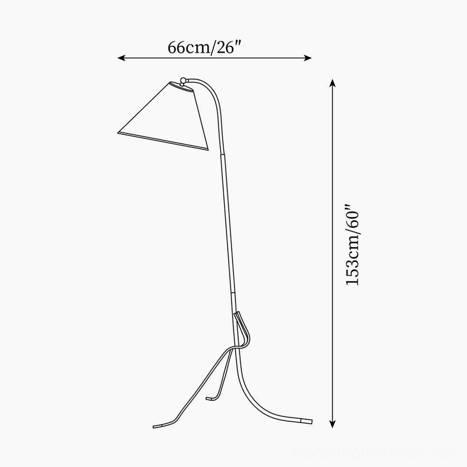 Floor lamp technical schematic diagram showing 153cm height and 66cm width dimensions with specification measurements and orthographic line drawing