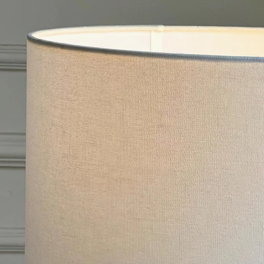Tula Twist ribbed sculptural floor lamp emphasizing mid-century modern design and geometric wood pole craftsmanship