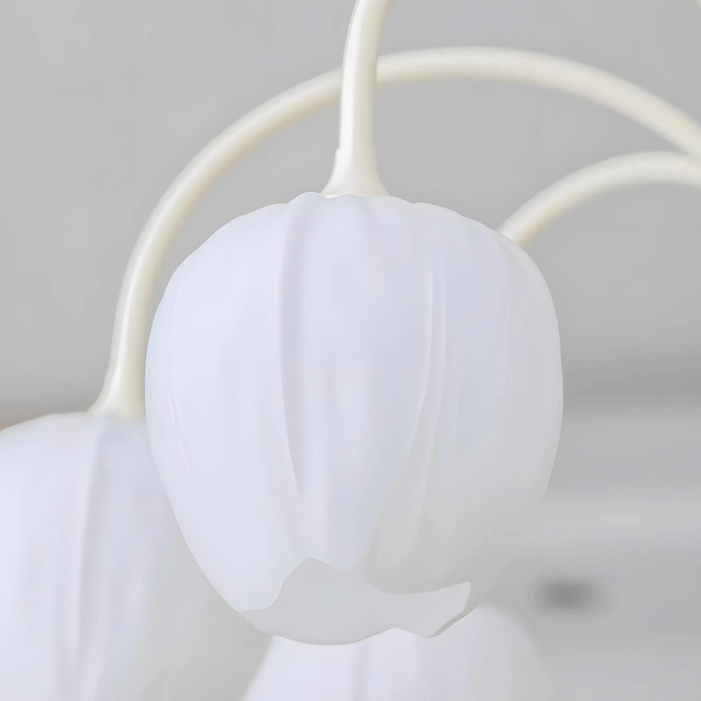 Fluted glass tulip pendant light side profile showing balanced botanical form and light diffusion
