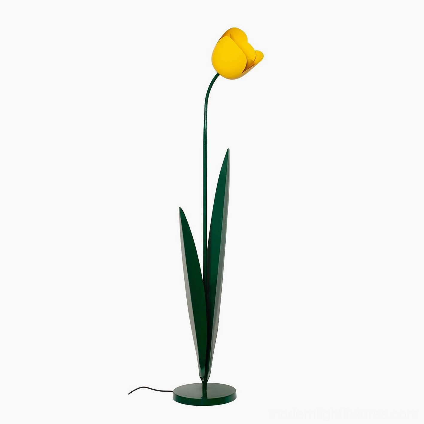 Multiple tulip floor lamps in different colors arranged together – red pink yellow botanical floor lamps comparison