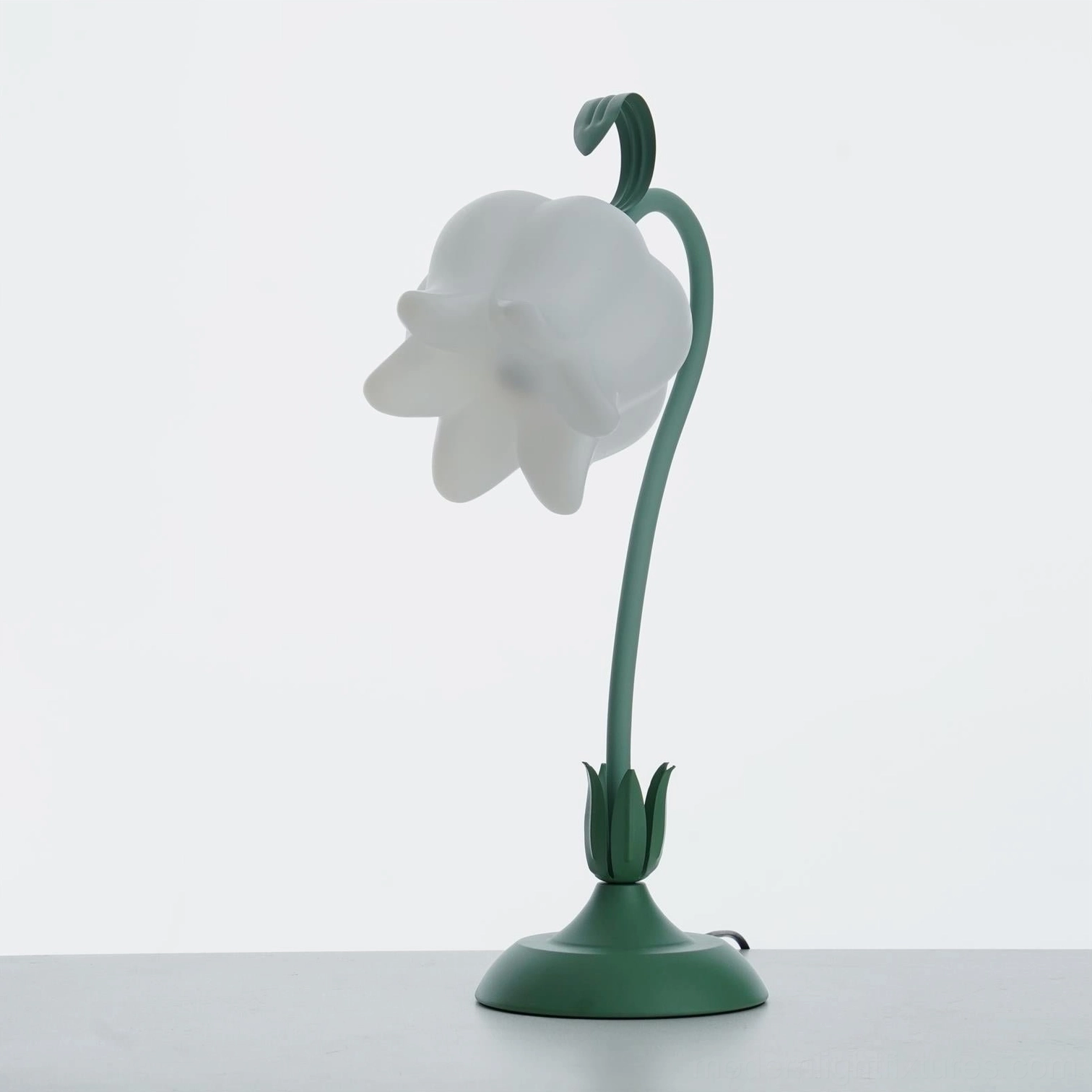 Twist tulip table lamp as sculptural art object and functional bedroom accent piece