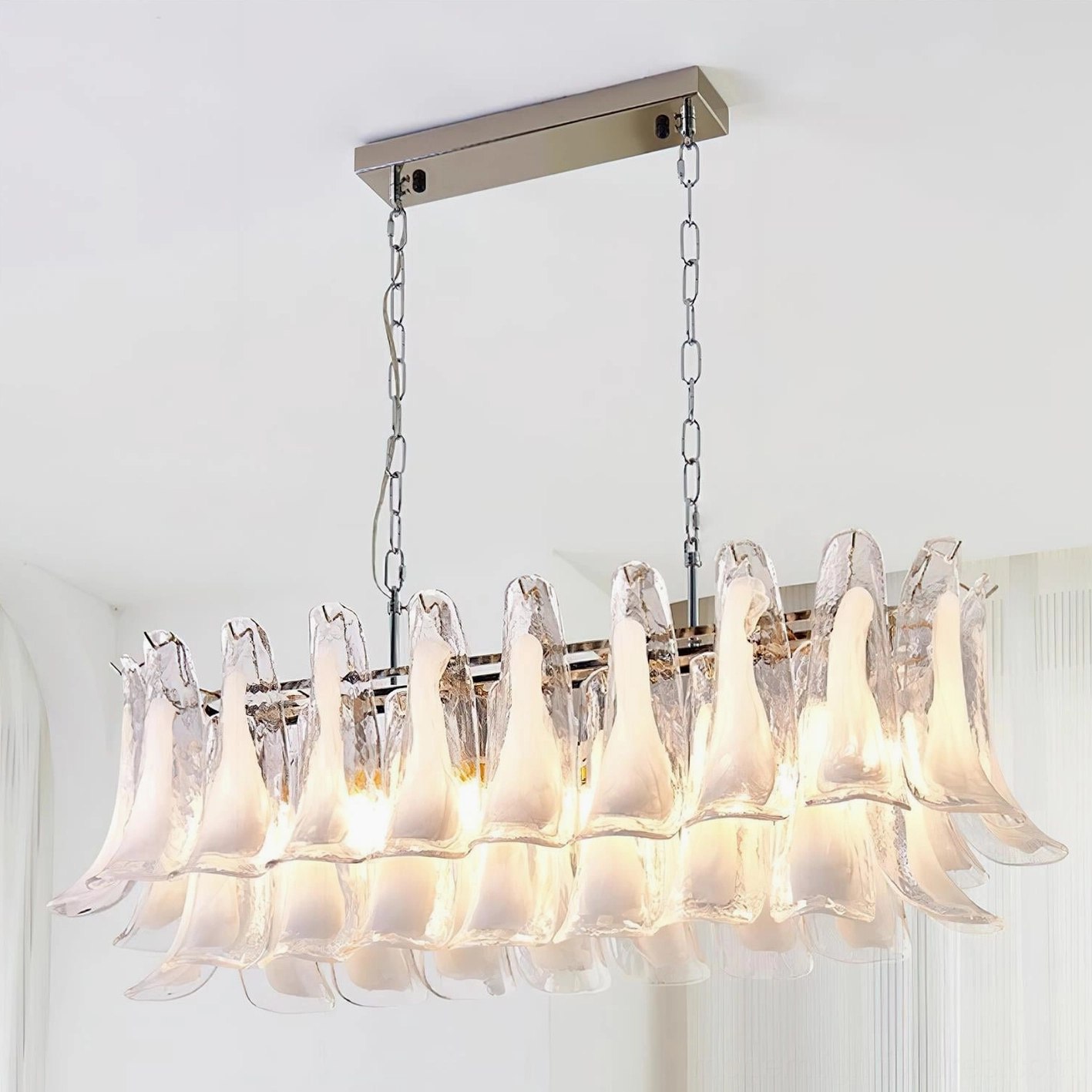 Tulip leaf chandelier mid-century modern interior demonstrating timeless design compatibility