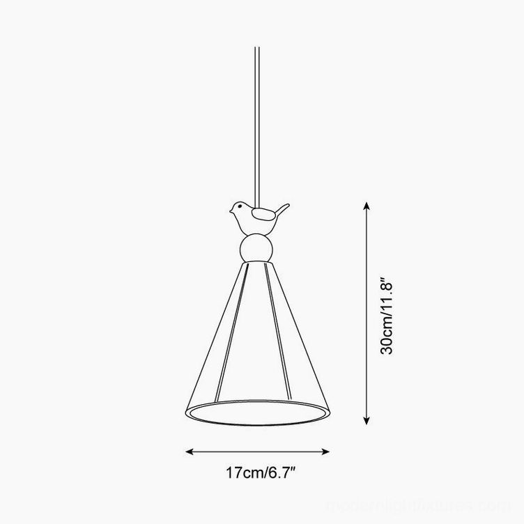 Tweetie pendant lamp technical line drawing front view showing dimensions 17cm diameter by 30cm height specifications