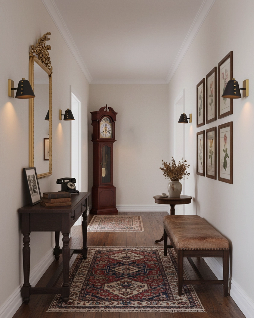 Twilight conical pin wall sconce installed in bedroom accent lighting, geometric modern fixture design
