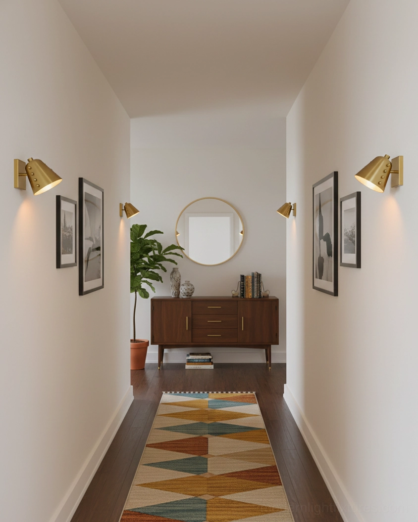 Twilight pin wall sconce portfolio application, versatile mid-century modern fixture for multiple interior styles