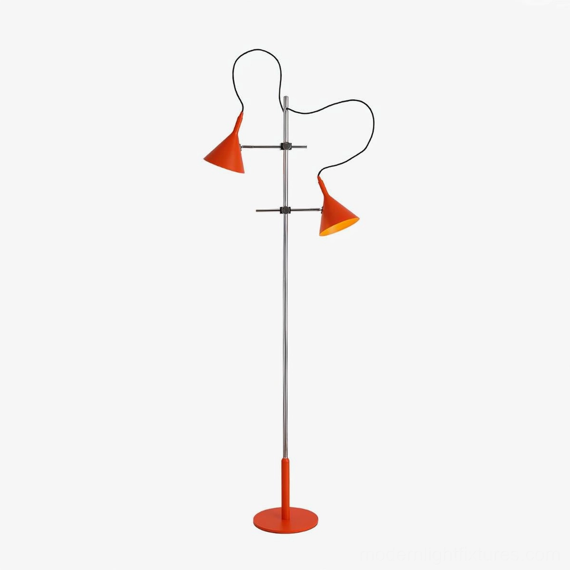 Twin cone floor lamp mid-century modern design classic in multiple color finishes for contemporary and eclectic interiors