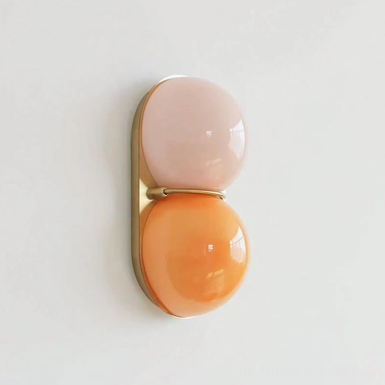 Twinwave wall light sconce black and orange pink glass color variant in modern home