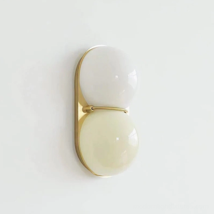 Twinwave wall sconce gold and white beige glass variant in luxury modern interior