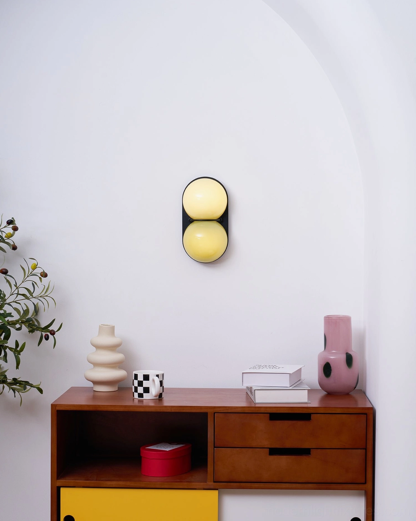 Twinwave wall sconce contemporary fixture with sculptural wave-inspired glass orb silhouette