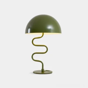 Tuija Twist Table Lamp in Army Green - Front flat view studio shot on white backdrop, mid-century modern sculptural table lamp
