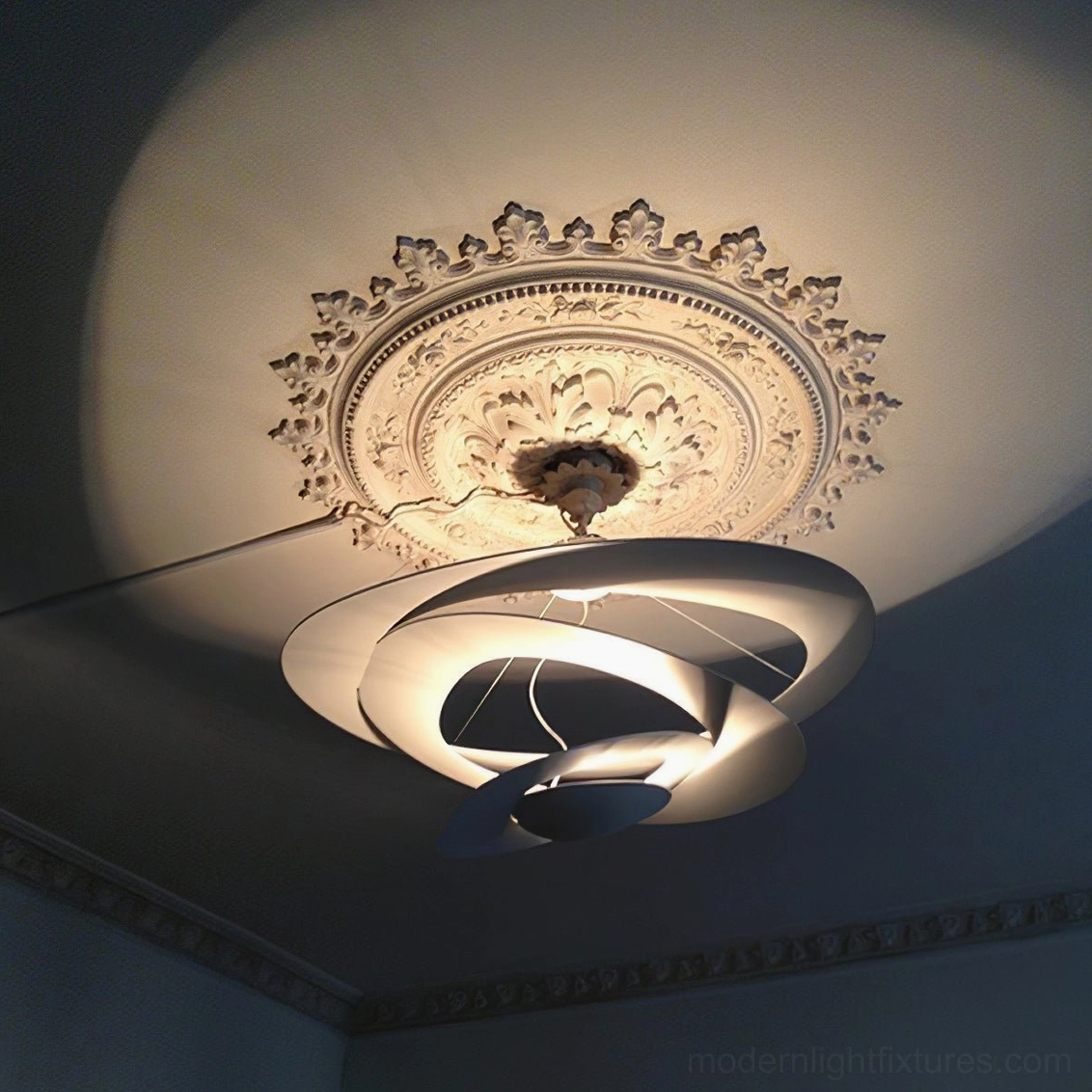 Twisted ring LED chandelier customer review showcase, satisfaction and design excellence display