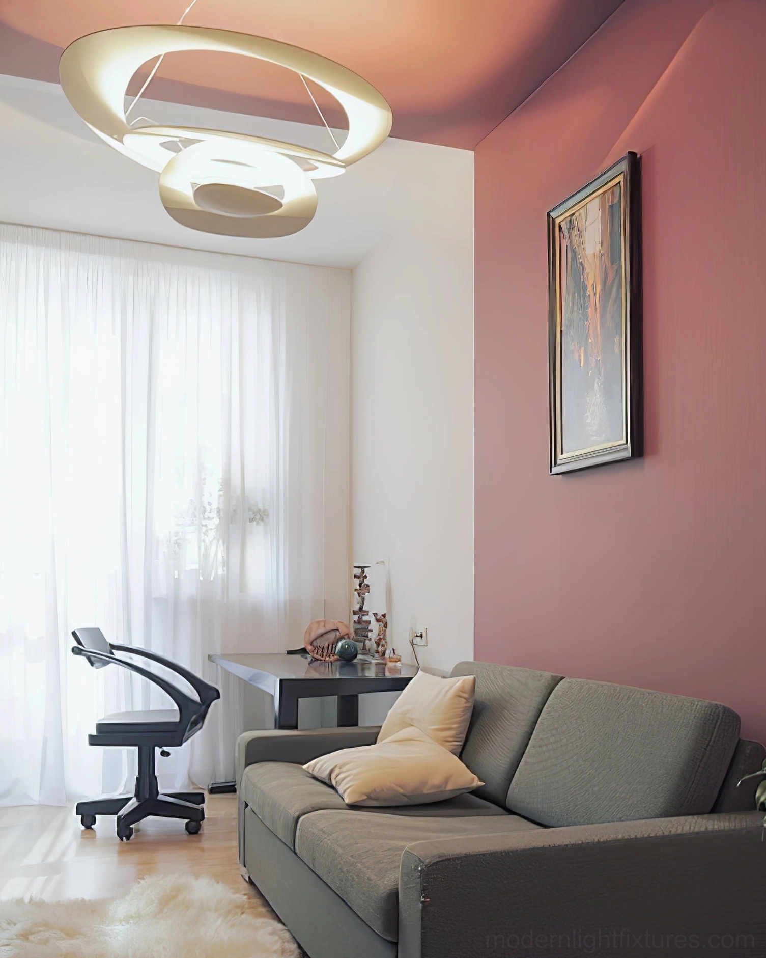 Twisted ring LED pendant designer choice, contemporary interior design showcase piece