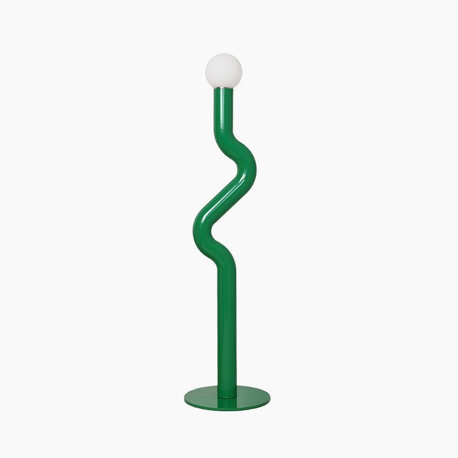 Twistie floor lamp in purple finish showcasing bold sculptural form and high-gloss metal construction