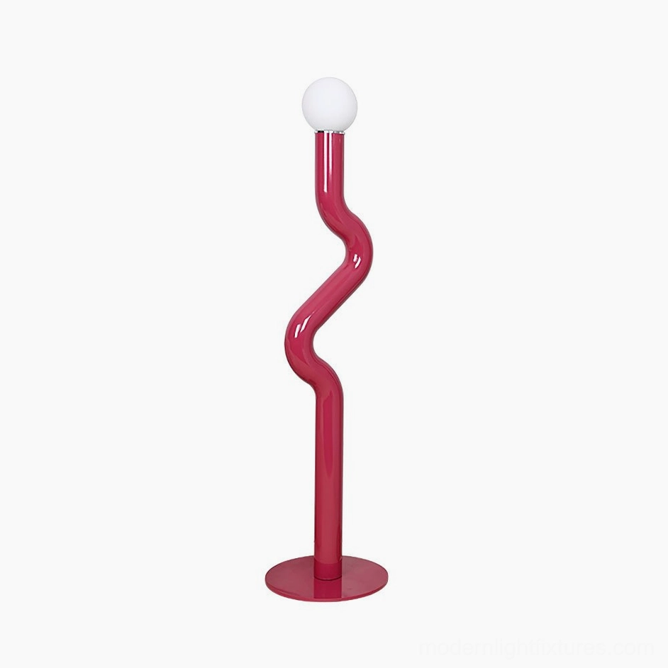 Twistie floor lamp purple and caramel variants with serpentine poles demonstrating sophisticated color palette