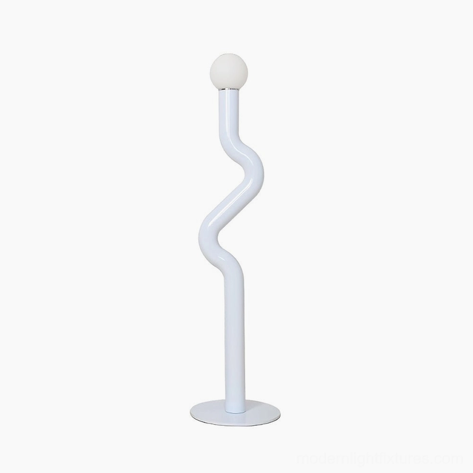 Twistie sculptural floor lamp featuring twisted design available in vibrant color options for eclectic interiors