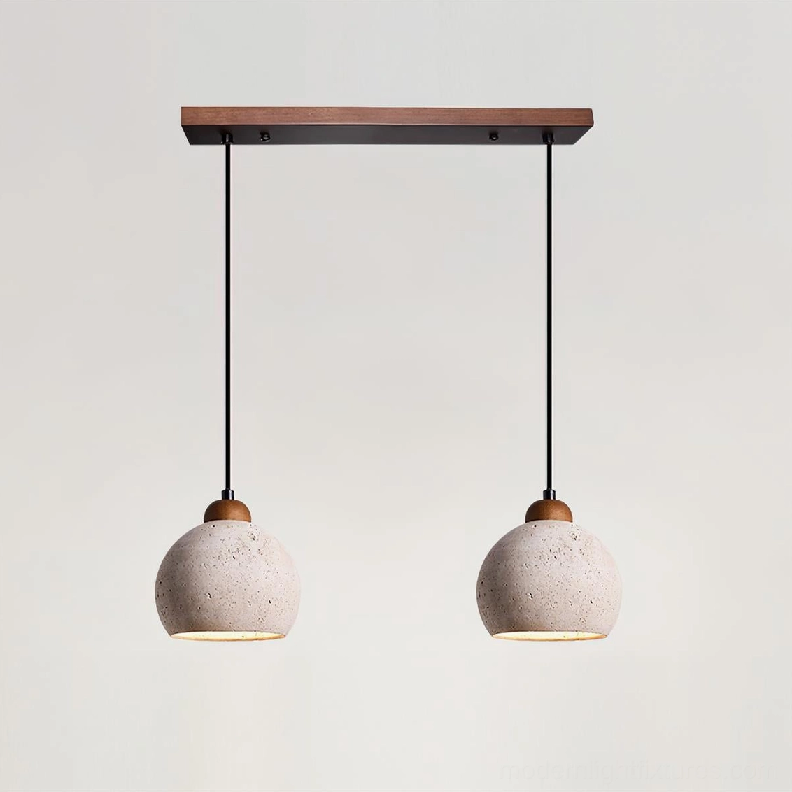 two head travertine pendant lights linear arrangement modern kitchen island lighting