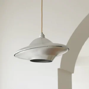 UFO pendant light side profile - sleek saucer-shaped modern lighting fixture with smooth curved edges