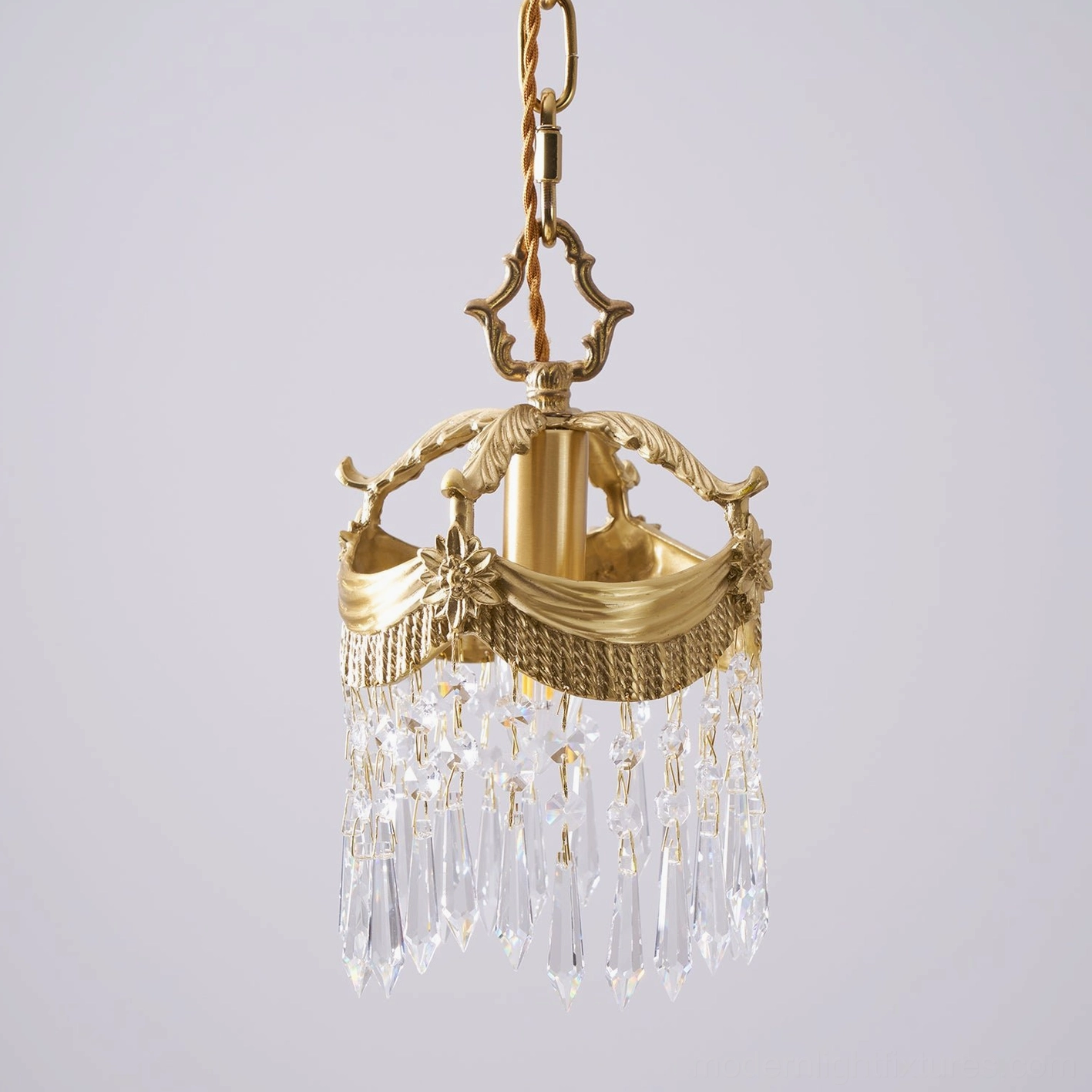 Vacarro pendant light - Dia 17cm x H 28cm brass and clear crystal variant