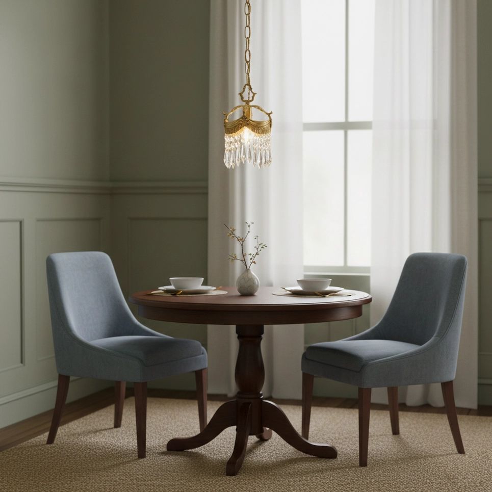 Vacarro crystal pendant chandelier - decorative brass frame detail with crystal droplets