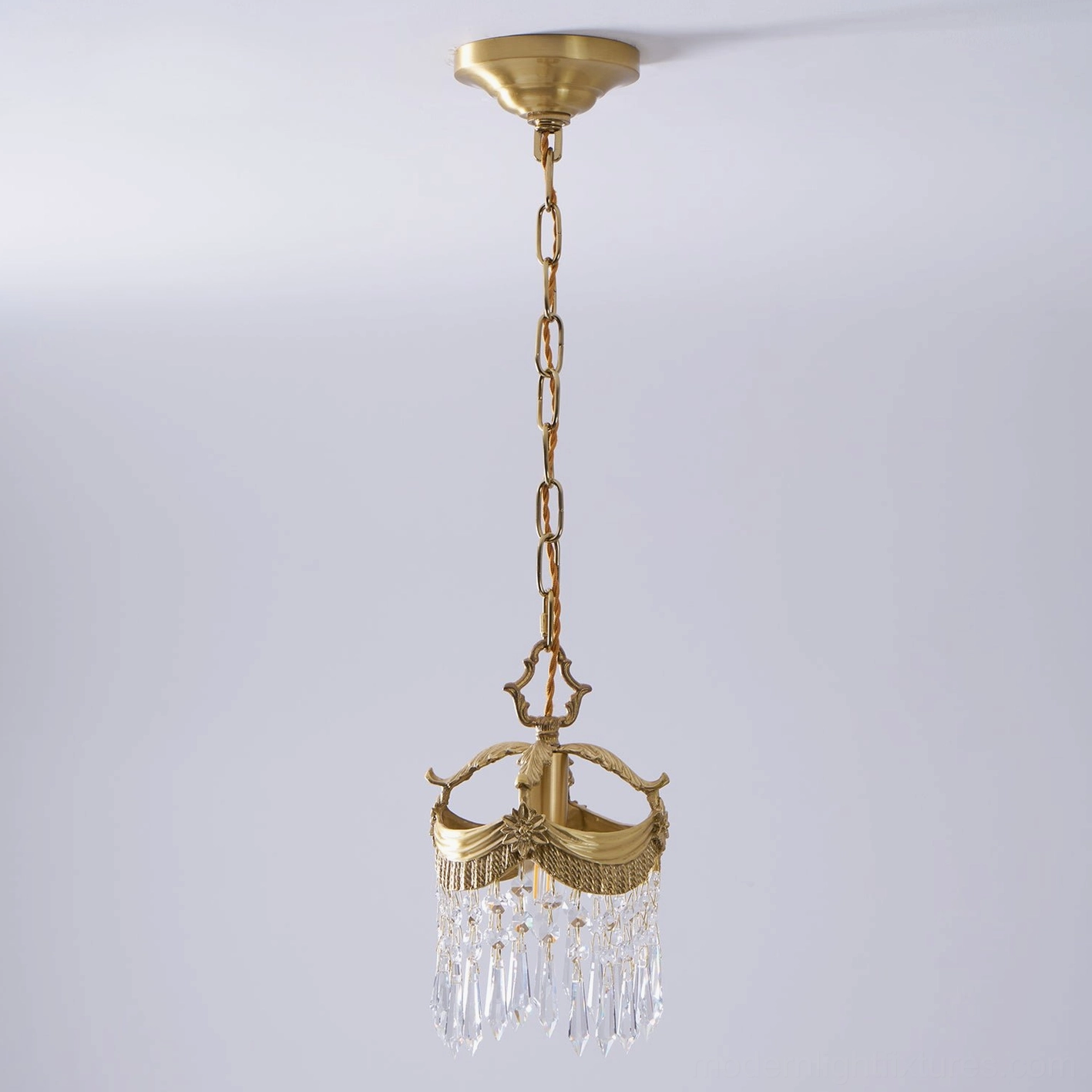 Vacarro crystal pendant light - dimmer compatible brass chandelier fixture