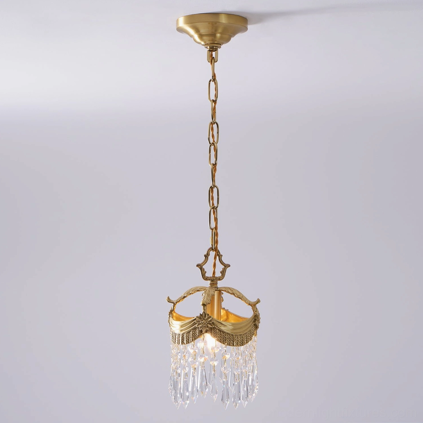 Vacarro pendant light - sloped ceiling compatible crystal chandelier installation