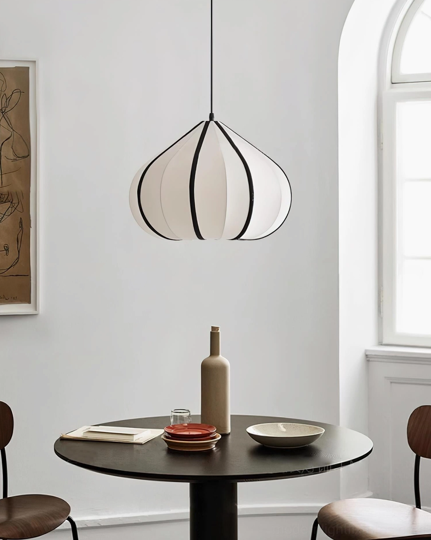 Valen off-white pendant lamp black trim contemporary minimalist lighting solution