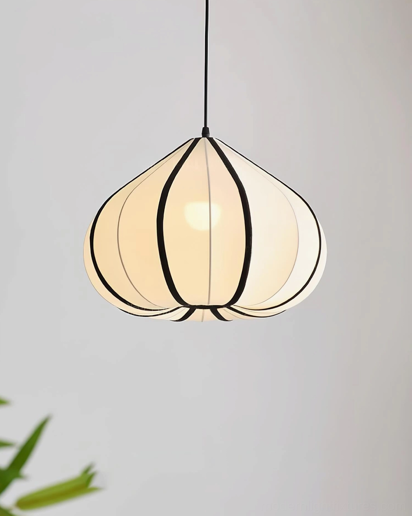 Valen fabric pendant light sculptural form organic modern design aesthetic