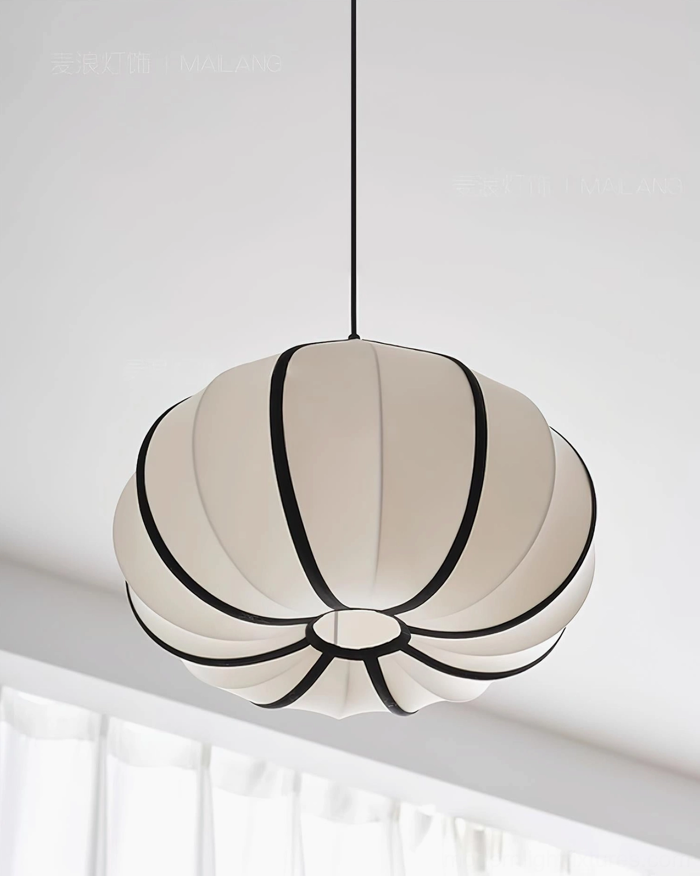 Valen contemporary pendant light color options black and white fabric shade