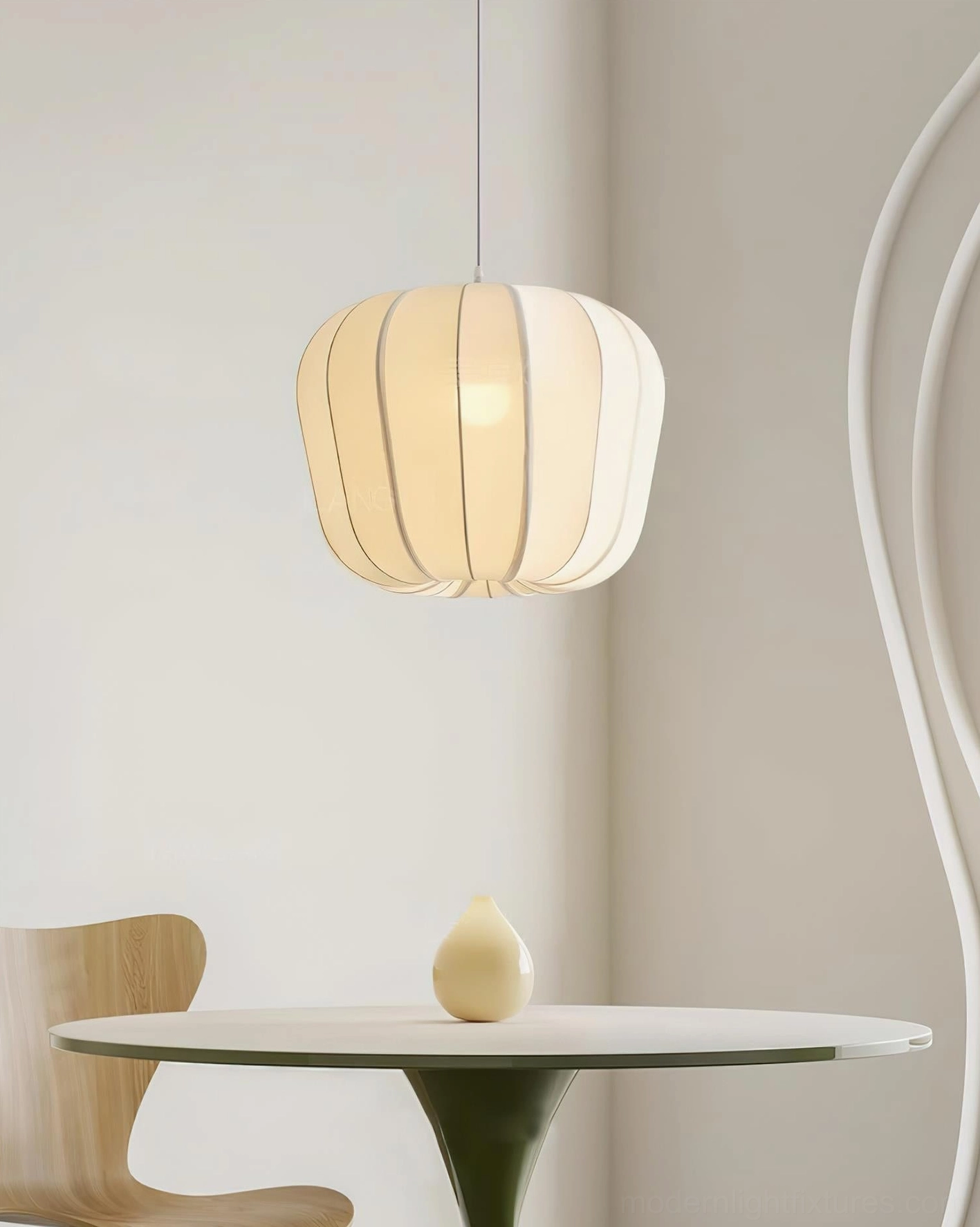 Valen ribbed pendant shade detail contemporary minimalist ceiling fixture design