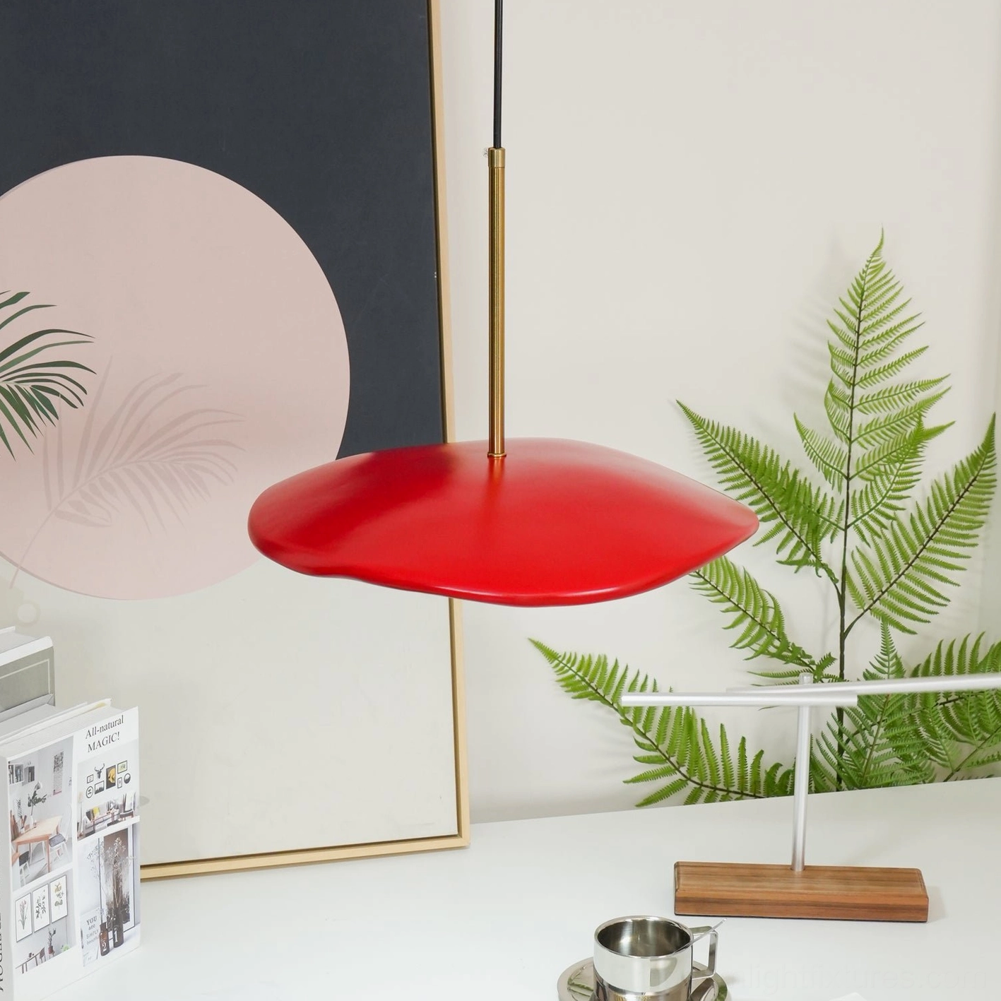 Valentina modern resin pendant light with gently curved shade and organic wave design aesthetic