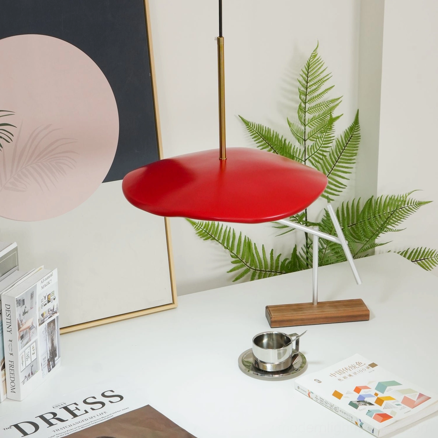 Valentina pendant light in various color options black white red wavy resin shade design