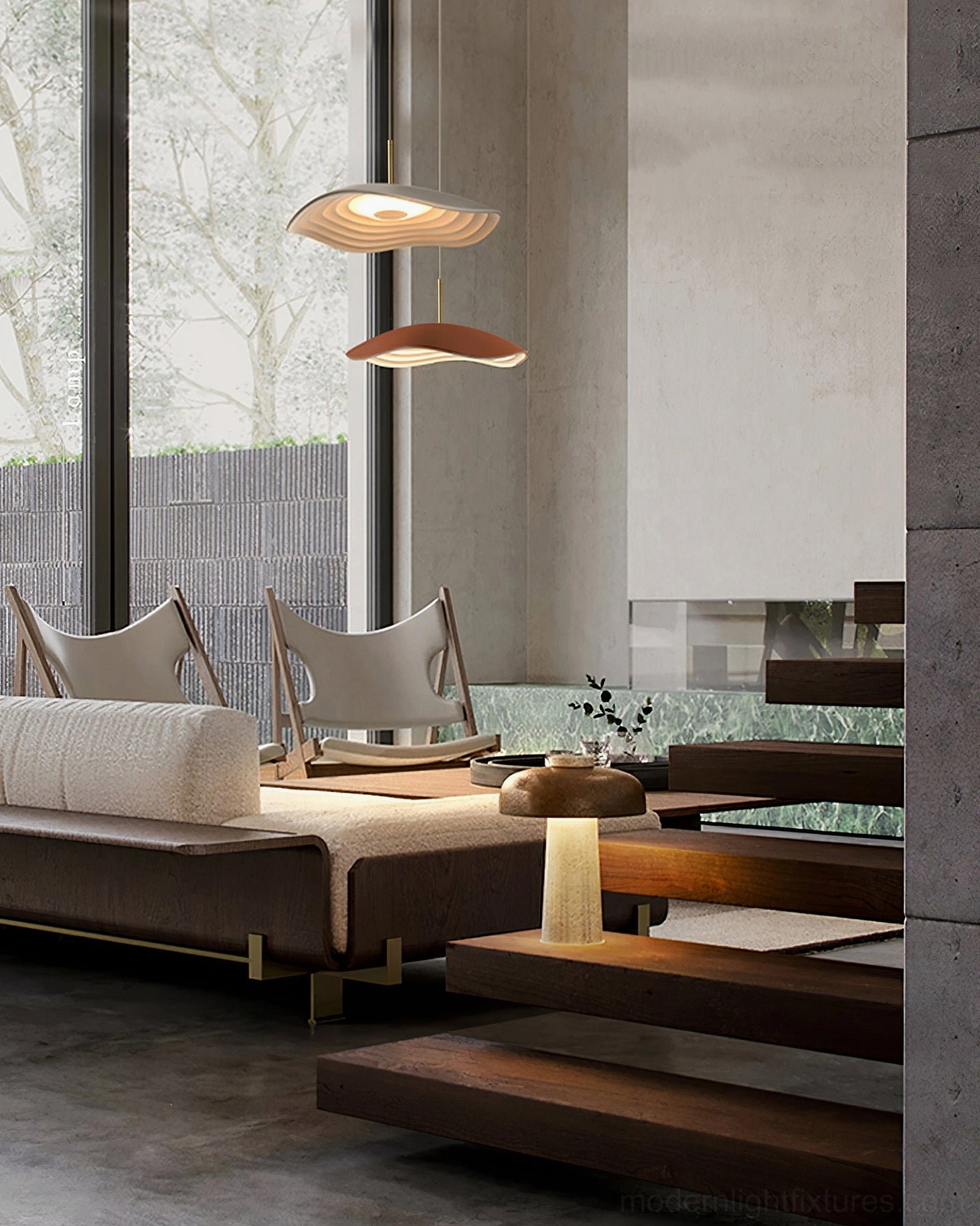 Valentina pendant light close-up showing detailed grooved relief pattern on resin shade interior texture