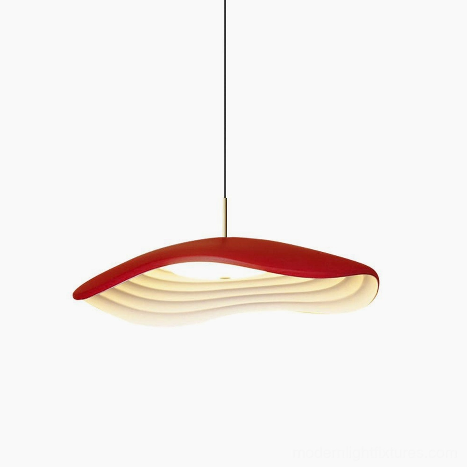 Valentina red wavy pendant light bold contemporary color option layered sculptural design