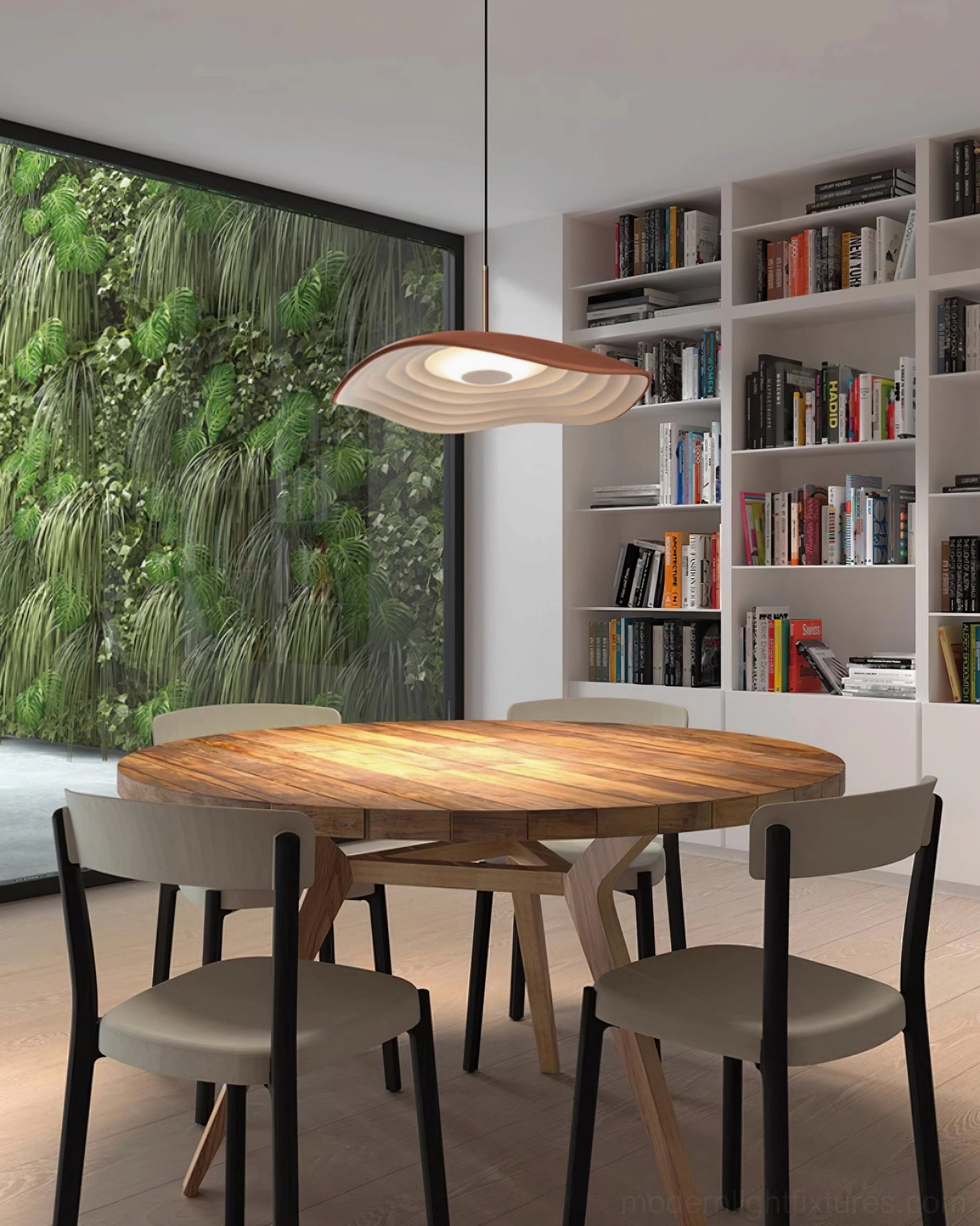 Valentina wavy pendant light showing textured relief surface and contemporary sculptural design elements