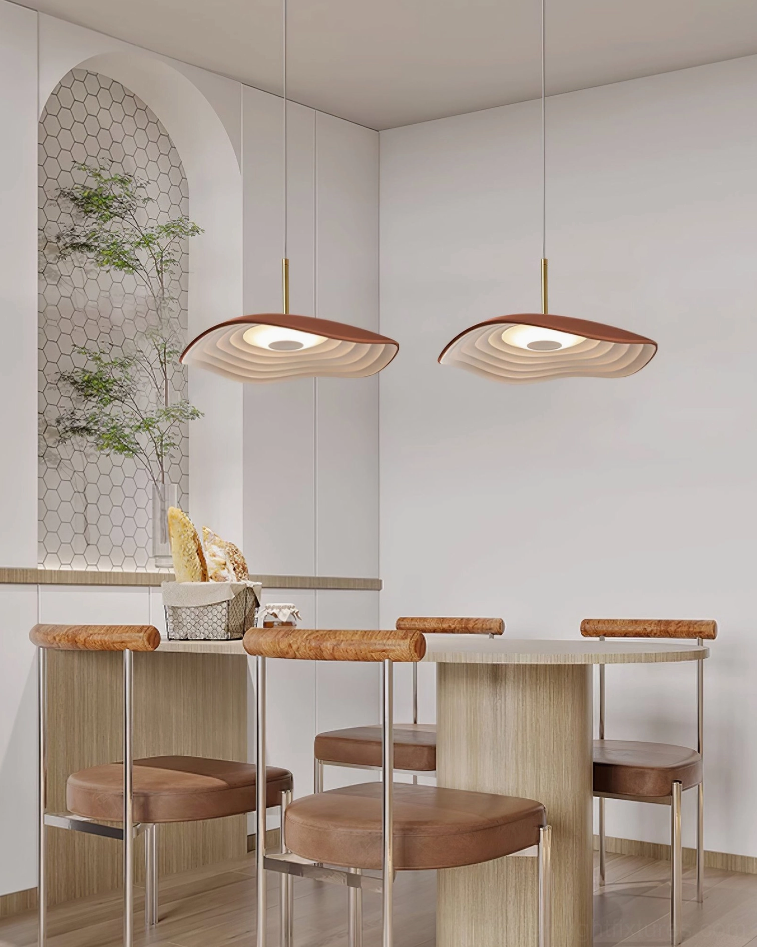 Valentina modern wavy disc pendant light organic sculptural design contemporary interior lighting solution