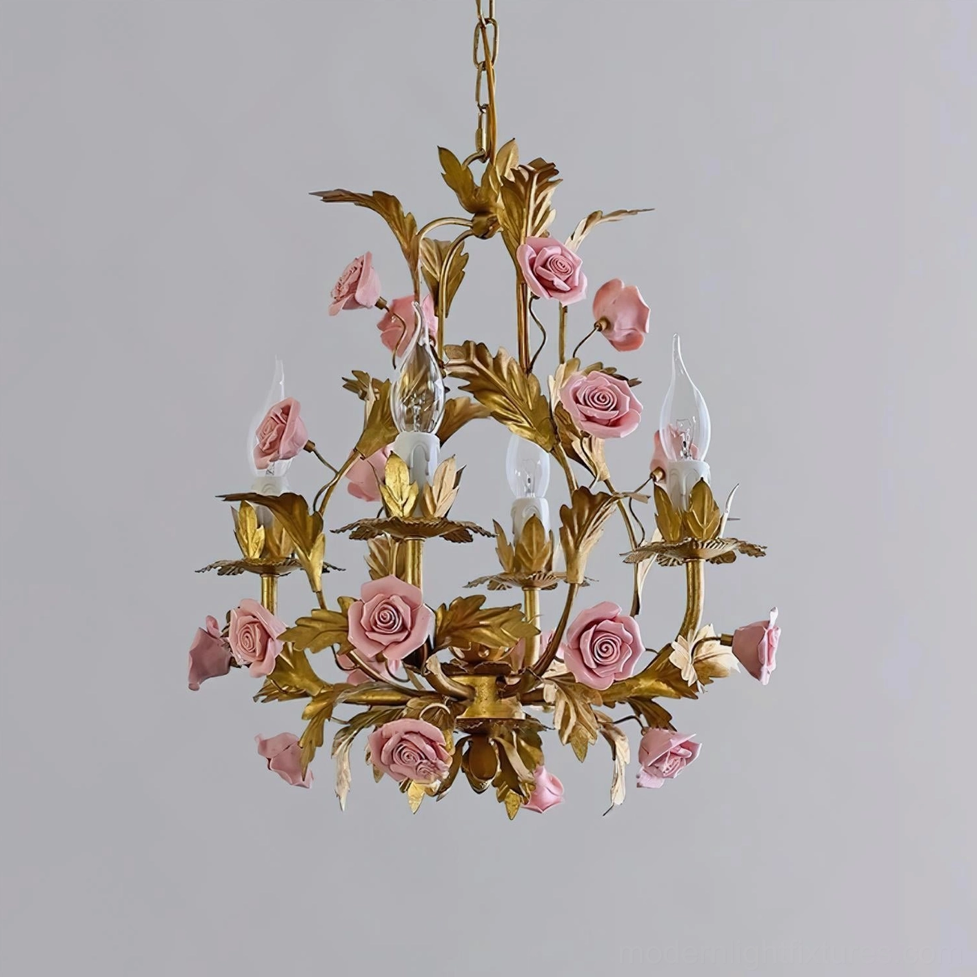 Valrosa floral chandelier demonstrating French provincial romantic aesthetic with sculptural botanical elements
