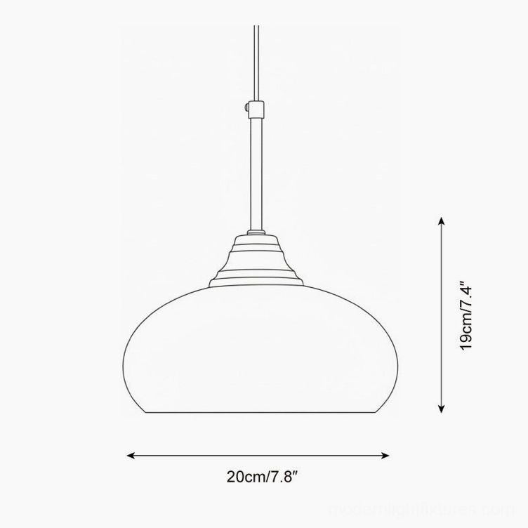 Vanilla pendant light technical schematic and dimensions illustration