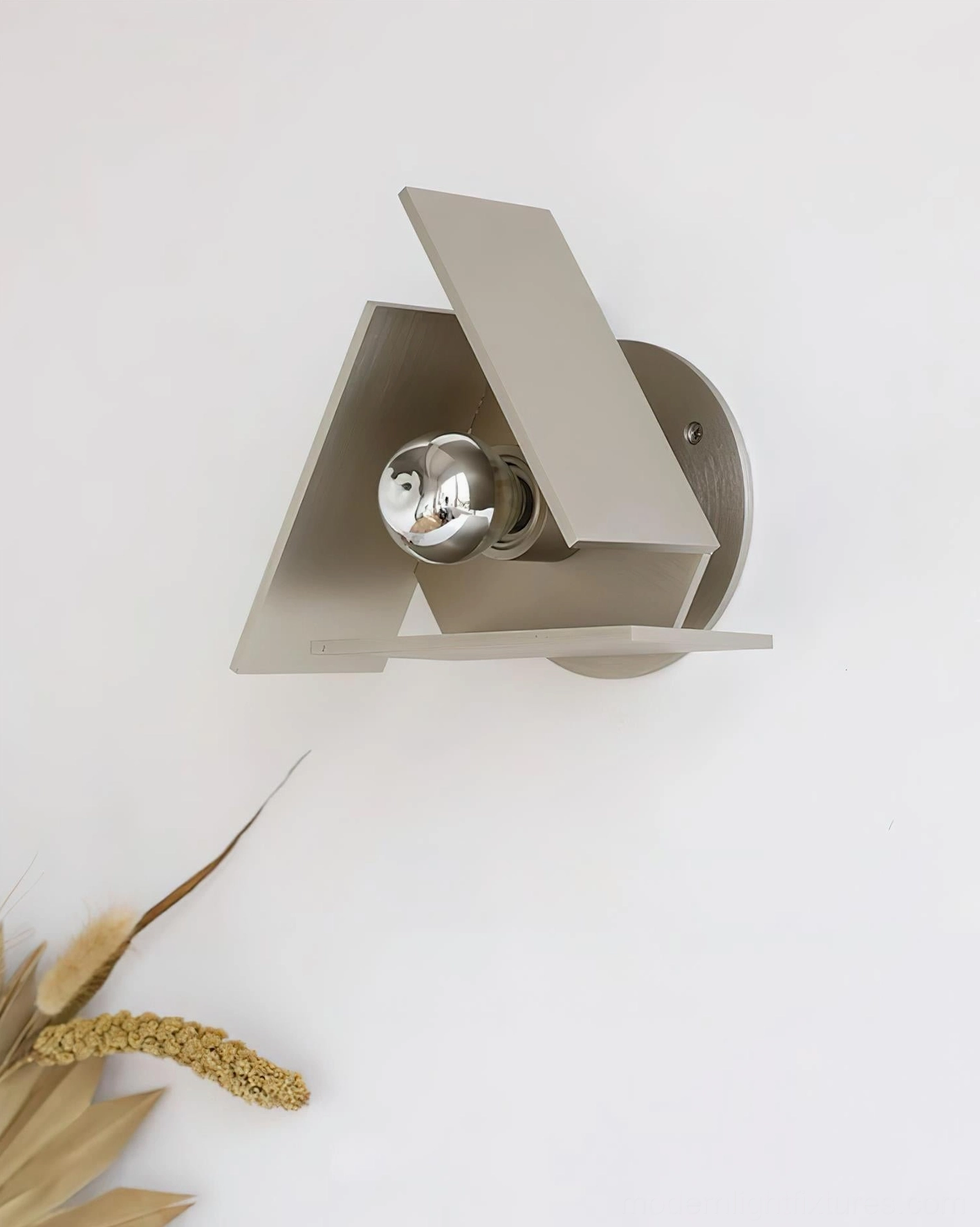 Vanta modern origami-inspired wall sconce brushed silver contemporary geometric lighting fixture detail